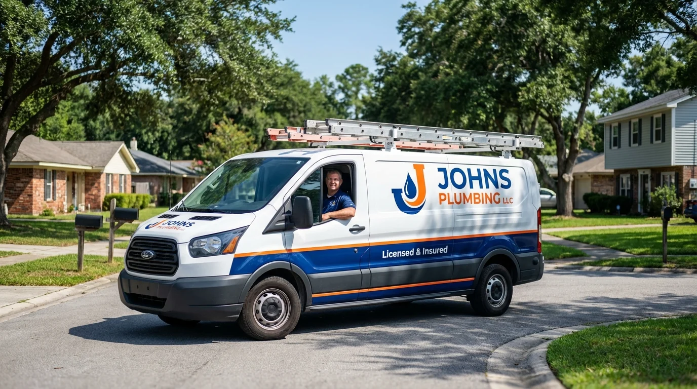 Johns Plumbing LLC service van in Syracuse, IN